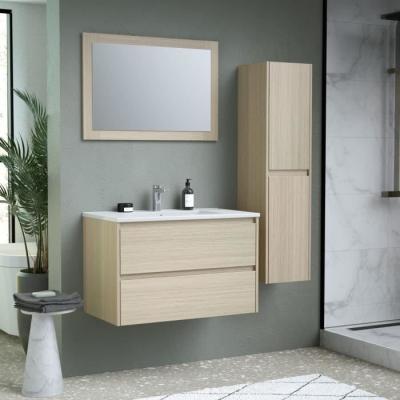 Ensemble de salle de bain - Meuble vasque L80 + miroir + colonne - TIMBER