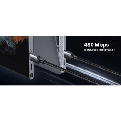 Câble USB-C - UGREEN - Câble data 1 m - 60W - Nylon - PD - Noir