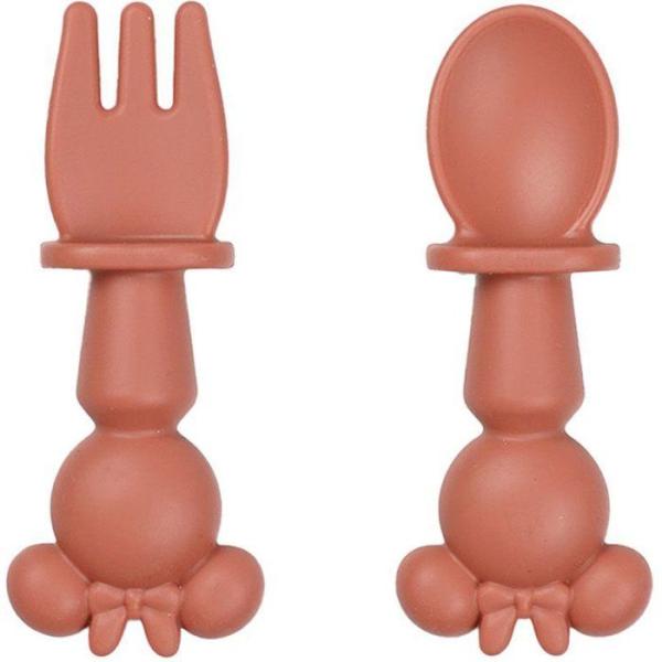 SET DE 2 COUVERTS SILICONE - 2 PCS silicone cutlery set MINNIE