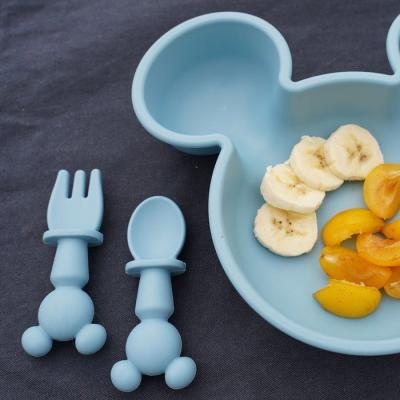 SET DE 2 COUVERTS SILICONE - 2 PCS silicone cutlery set MICKEY