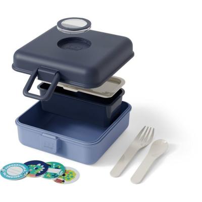 Boite a Sandwich Enfant - MONBENTO - Couverts inclus - Sans BPA - Snacky Bleu Infinity