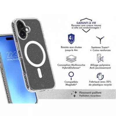 Coque iPhone17 Recyclée avec Paillettes - FC Air Xtrem MagSafe