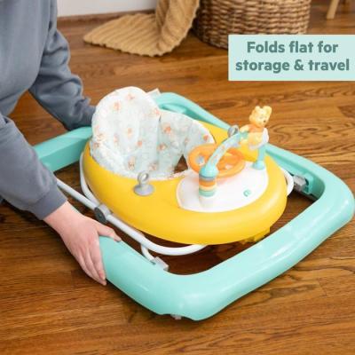 DISNEY BABY -WINNIE- Trotteur bébé évolutif et pliable 2-en-1, Jouet d'éveil amovible intégré, Musique, Lumieres, Hauteur