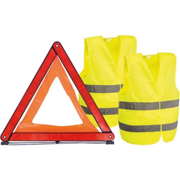 Kit de sécurité - CARLINEA - 1 triangle de présignalisation et de 2 gilets de sécurité adulte XL