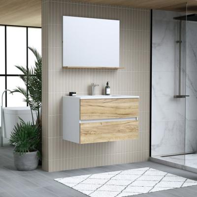 Ensemble meuble de salle de bain - Vasque - Bois - L80 x P45 x H50 cm - Miroir - MONZA