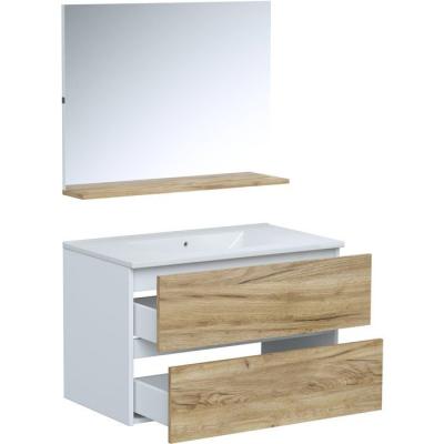 Ensemble meuble de salle de bain - Vasque - Bois - L80 x P45 x H50 cm - Miroir - MONZA