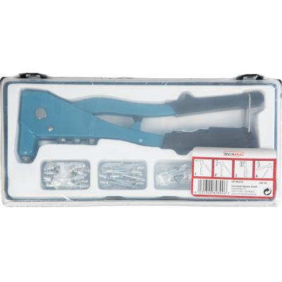 Jeu de pince a riveter - MEISTER - CP195270 - Inclus 100 rivets en aluminium - Boîte plastique avec couvercle transparent