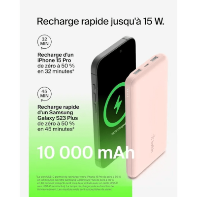 Batterie externe - BELKIN - 10 000 mAh - Rose
