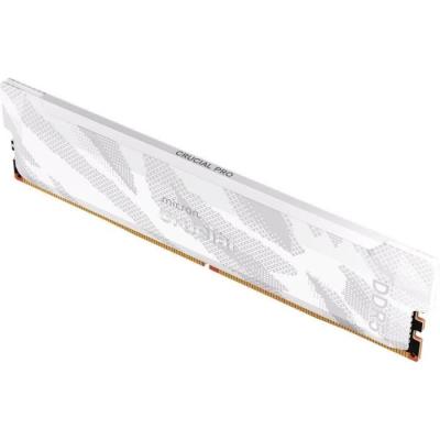 Mémoire gamer - CRUCIAL Pro OC - CP16G64C32U5W - 16&nbsp;Go DDR5-6400 UDIMM - CL32 avec dissipateur thermique - Blanc