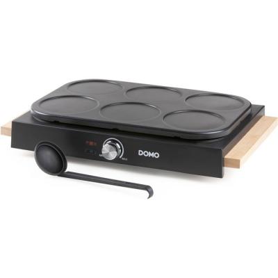 Crepiere - DOMO - DO8717P - 1000 W - Pour 6 crepes de Ø 11,5 cm - Thermostat réglable - Noir / Bois