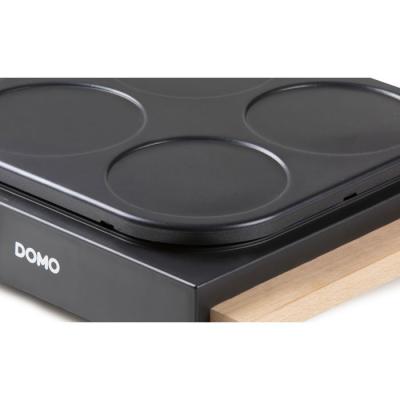 Crepiere - DOMO - DO8717P - 1000 W - Pour 6 crepes de Ø 11,5 cm - Thermostat réglable - Noir / Bois