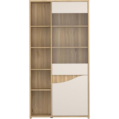 Vitrine - PoeM - 2 portes dont 1 vitrée - Sable / Chene - 99,5 x 42, 196,6 cm