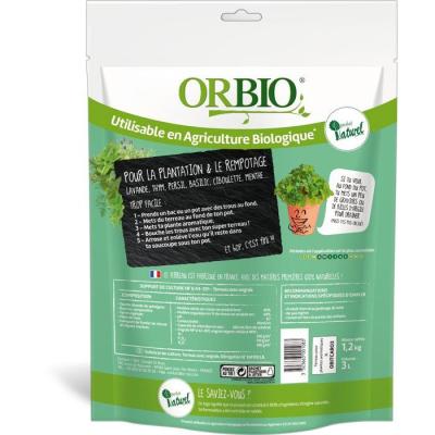 Terreau plantes aromatiques - ORBIO - 3 L - Substrat spécifique aromatiques - Drainage optimisé