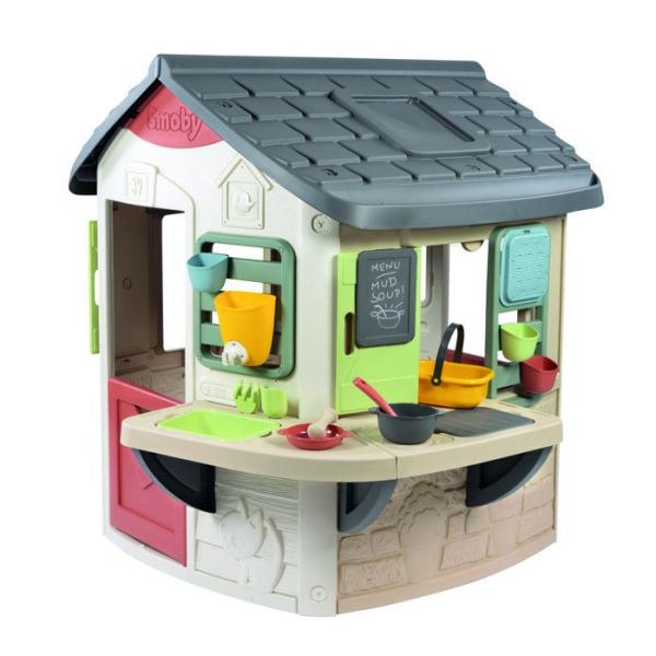 Smoby Life - Mud Cooking House - Fabriquée en France - Matiere Recyclée - 16 accessoires - Des 2 ans