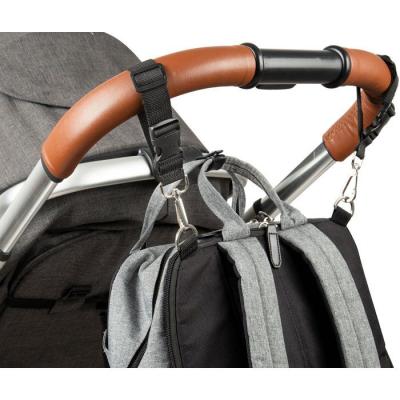 Lot de 2 attaches sac a langer pour poussette - TINEO - Mousquetons - Noir