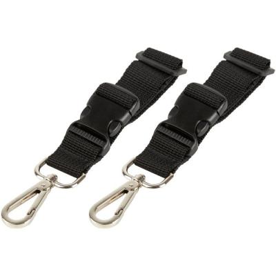 Lot de 2 attaches sac a langer pour poussette - TINEO - Mousquetons - Noir