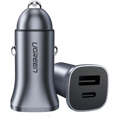 Chargeur voiture - UGREEN - 1 USB-C + 1 USB-A - 30W - Gris