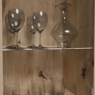 Ensemble meuble TV paroi - ZUMBA - Sable / Chene - 300 x 41 x 200,9 cm - Eclairage LED inclus