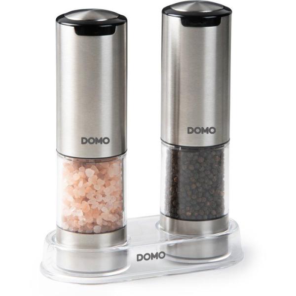 Ensemble de 2 moulins a poivre et sel électriques - DOMO - USB - 96 ml - Transparent / Argent