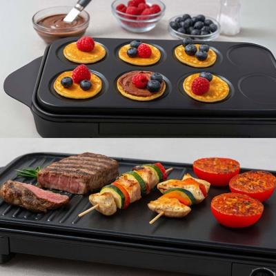 Appareil 2-en-1 crepiere et plancha grill - LIVOO - DOC349N - 1500 W - 8 mini crepes Ø 11,5 cm - Sans PFAS - Noir Appareil 2-en-1 crepiere et plancha grill - LIVOO - DOC349N - 1500 W - 8 mini crepes Ø 11,5 cm - Sans PFAS - Noir