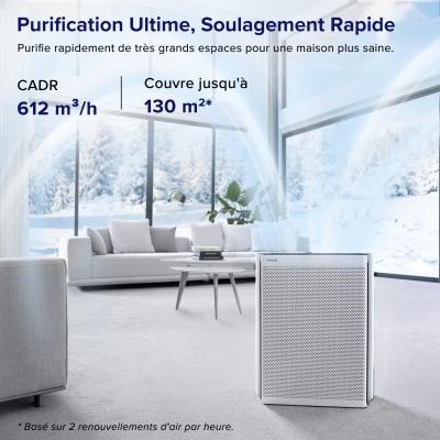 Purificateur d'air - Levoit - Everest Air - Filtration 3 étapes - Surface jusqu'a 130 m² - Mode nuit - 70 W - Gris