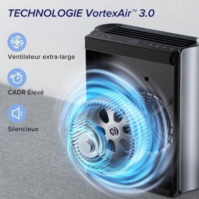 Purificateur d'air - Levoit - Everest Air - Filtration 3 étapes - Surface jusqu'a 130 m² - Mode nuit - 70 W - Gris