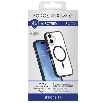 Coque iPhone17 Noir FC Air Xtrem Frost MagSafe - Protection maximale