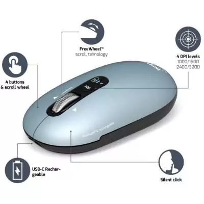 Souris Bluetooth rechargeable - PORT Designs 910500 PURE - Bleu sombre