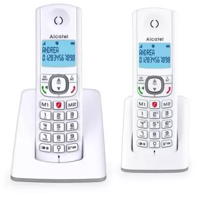 Téléphone sans fil - ALCATEL - F530 Duo - 2 combinés, blocage d'appels, mains libres, 2 mémoires directes, Blanc/Gris Téléphone sans fil - ALCATEL - F530 Duo - 2 combinés, blocage d'appels, mains libres, 2 mémoires directes, Blanc/Gris