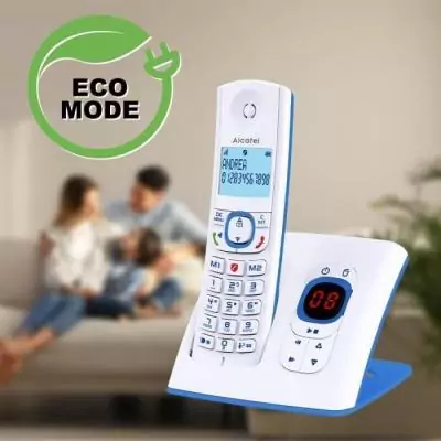 Téléphone sans fil - ALCATEL - F530 Voice - Répondeur, blocage d'appels, mains libres, 2 mémoires directes, Blanc/Bleu Téléphone sans fil - ALCATEL - F530 Voice - Répondeur, blocage d'appels, mains libres, 2 mémoires directes, Blanc/Bleu