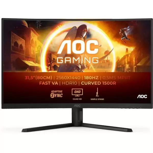 Ecran PC incurvé Gamer - AOC - 32'' - QHD - 180Hz - Dalle Fast VA - 0,5ms - CQ32G4VE