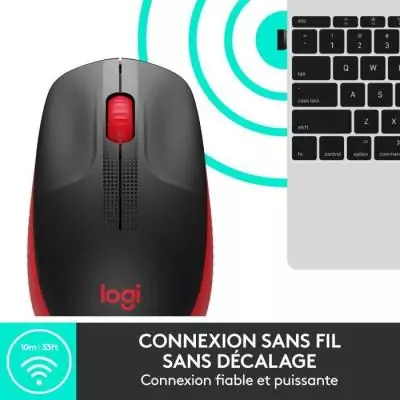Souris Logitech M190 Rouge sans Fil - Idéale pour le Travail à Distance Souris Logitech M190 Rouge sans Fil - Idéale pour le Travail à Distance