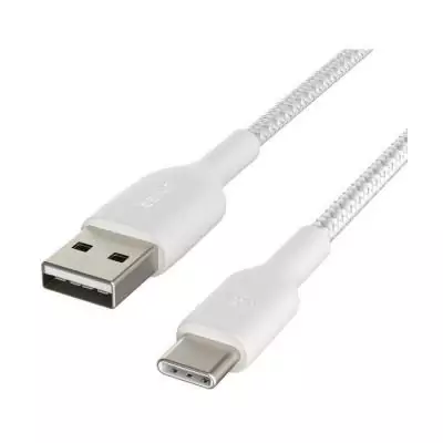 Câble tressé 3 m USB-A vers USB-C - BELKIN Blanc | Connexion rapide et fiable