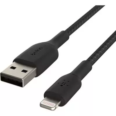 Câble tressé 2m BELKIN Lightning vers USB-A - Noir • Charge rapide