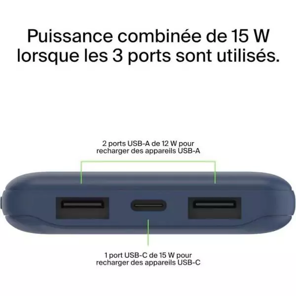 Batterie externe - BELKIN - 10 000 mAh - Bleu