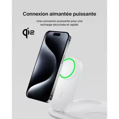 Socle de recharge - BELKIN - Qi2 - 3-en-1 - Blanc