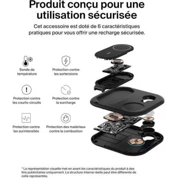Socle de recharge - BELKIN - Qi2 - 3-en-1 - Noir