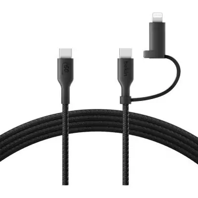 Câble 2-en-1 BELKIN USB-C et Lightning Noir - Connectivité rapide